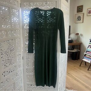 Pleats Please Issey Miyake midi green dress medium